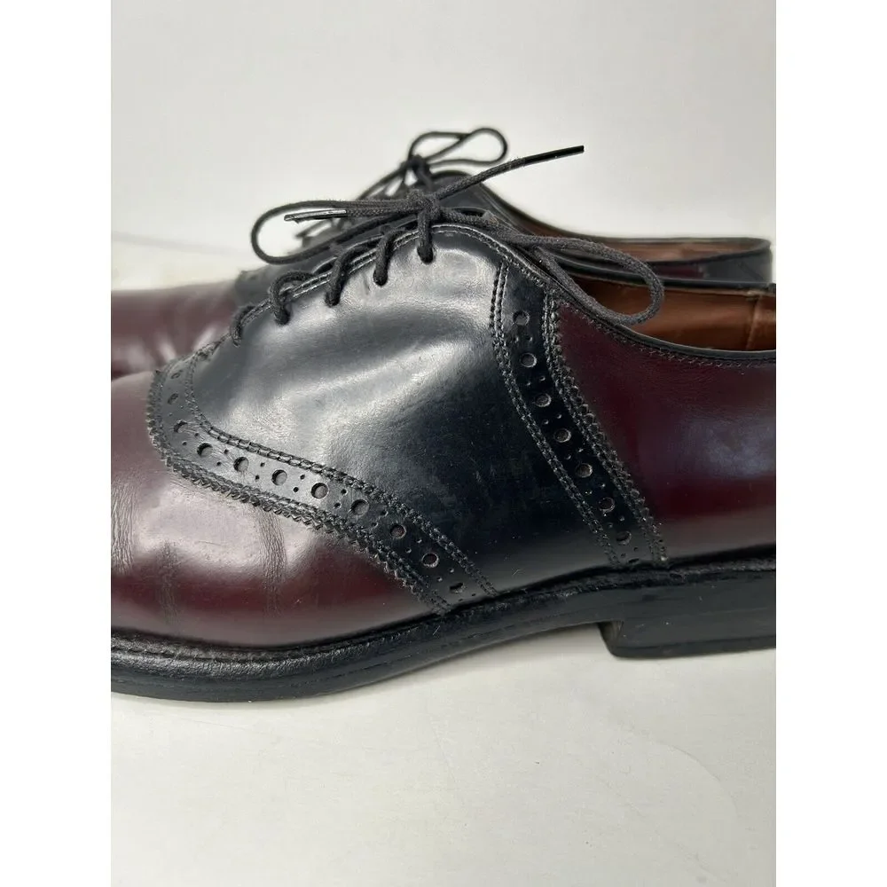 Allen Edmonds 71006 Polo Burgundy 2-Tone Plain Toe Saddle‎ Shoes Mens 8.5 D